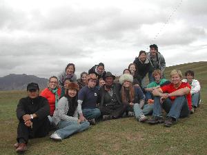 Students with Tibetan Farmer