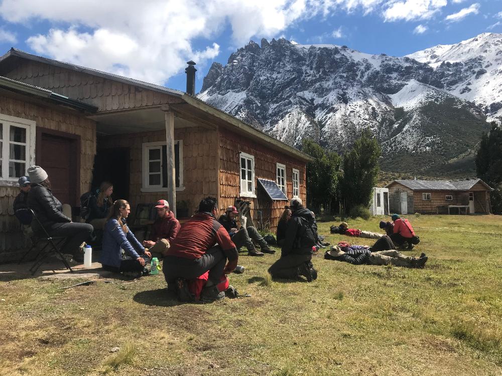 Students outside Cabin