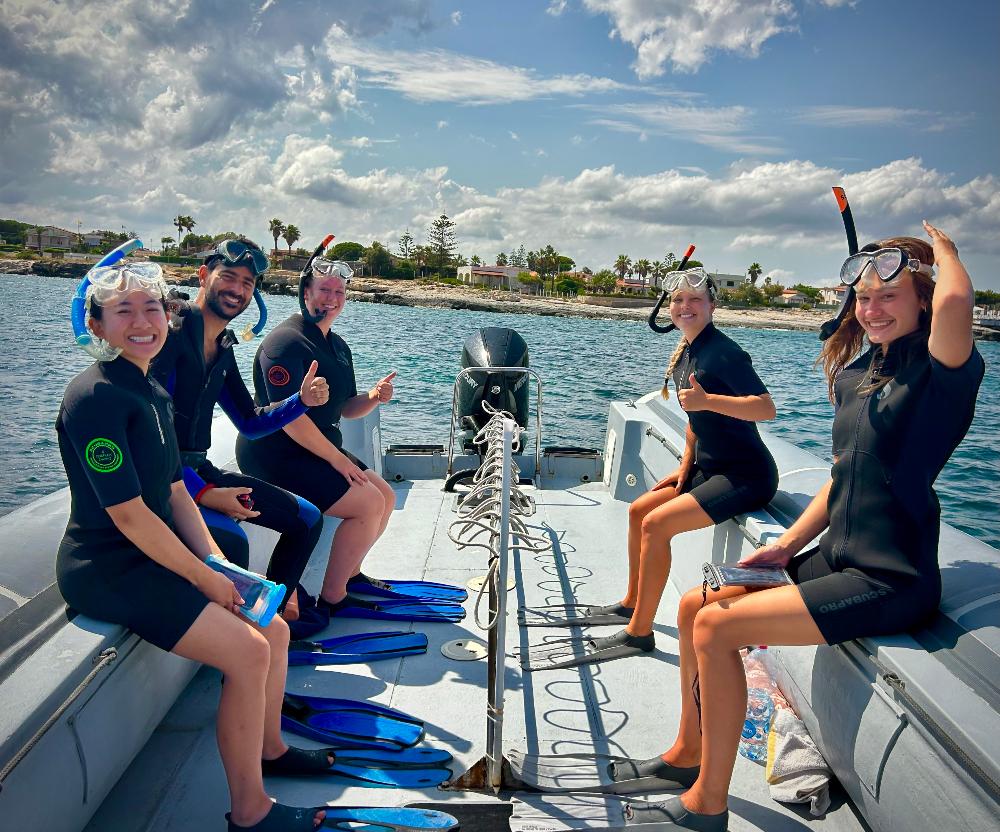 Student in Sicily scuba diving